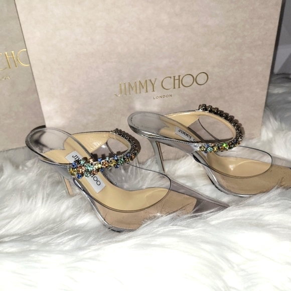 Jimmy choo Clear Mexi Mules with multiple colored crystal strap 37.5 - Picture 2 of 13